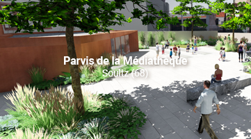 Parvis de la Médiathèque